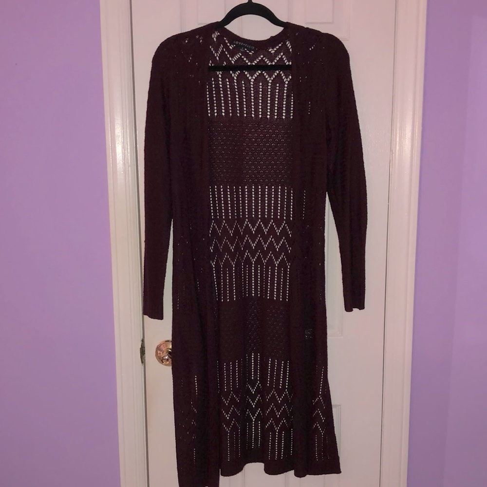 Body length purple/dark maroon cardigan